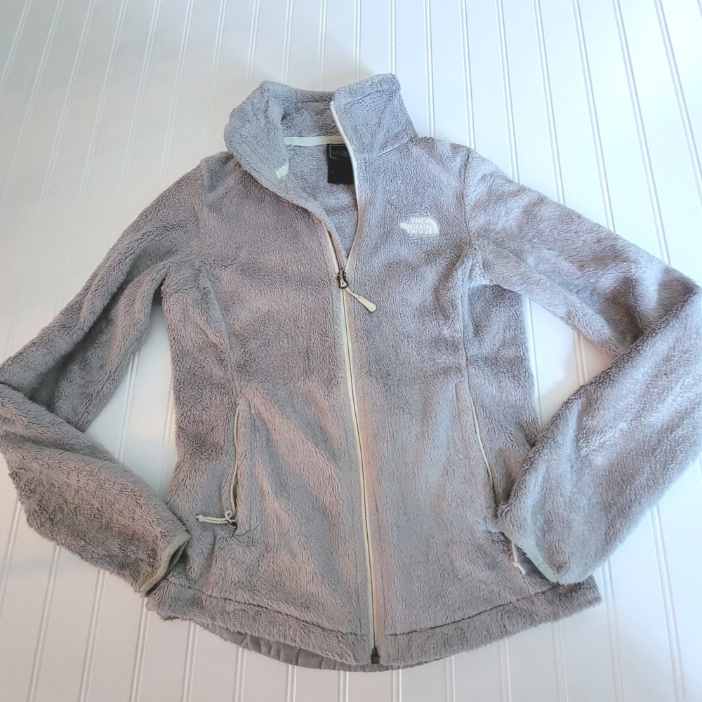 The North Face Osito Full Zip Fleece Jacket Light Grey Womens‎ XS TP Plush Soft